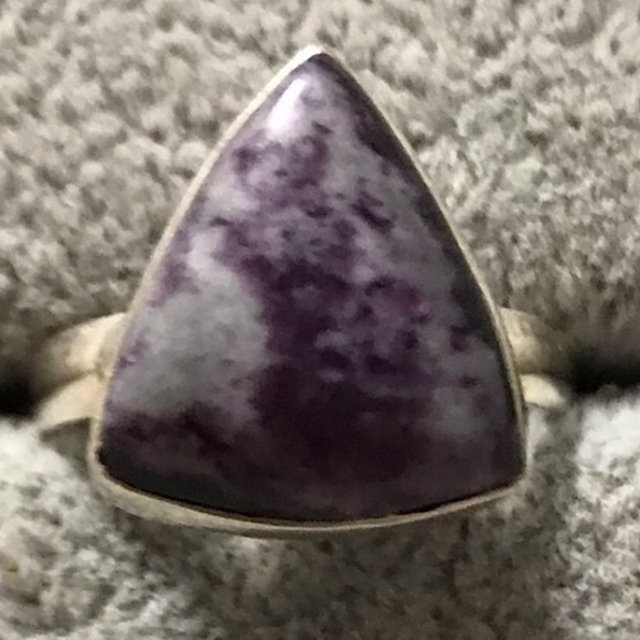 New Sterling Silver Purple Kammererite Triangle Ring Size 10 Crystal Kammerite - Picture 2 of 16